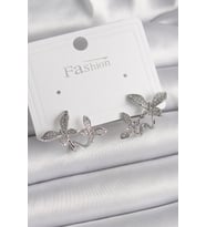 Pirinç Gümüş Renk Zirkon Taşlı Model Kadın Küpe TJ-BKP9839