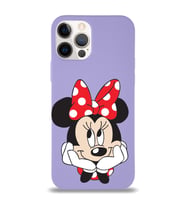 Apple iPhone 12 Pro Max  Lansman Kılıf Minnie Mouse Tasarımlı Altı Kapalı İçi Kadife Kaplı  Kapak (Şeffaf)