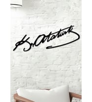 Gowpenart Atatürk İmza Dekoratif Siyah Metal Duvar Dekoru / Ev & Ofis Tablosu / Hediye Tablo - 1,5 mm Kalınlık