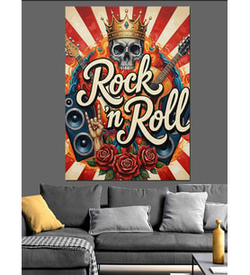 "Rock'N Roll" Gitar Poster Dekoratif Kanvas - Mdf Ahşap Tablo