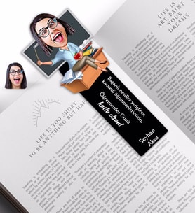 BK Gift Kişiye Özel Kadın Öğretmen Karikatürlü Ahşap Kitap Ayracı-2