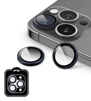 iPhone 16 Pro / Pro Max için IPG ProLENS Kamera Lens Koruyucu Alüminyum CD Çerçeveli, Kırılmaz Cam (Siyah)