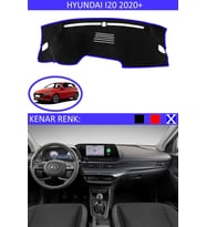 Hyundai I20 2020+ Modelleri Için Uygun Torpido Koruma Halısı Siyah Kenar Renk Mavi