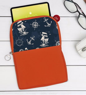 BK Gift Denizci Tasarımlı Taşınabilir Koruyucu Tablet Kılıfı & Organizer Çanta - Turuncu-2
