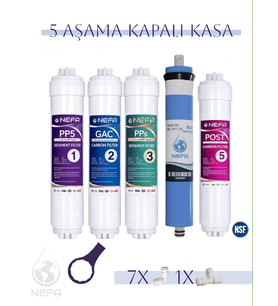 Nefa Tüm Kapalı Kasalar Ve Ihlas Aura (SİLVER, PLUS, PLATİNUM) 5'li Filtre Seti 80 GPD Membran