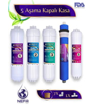 Nefa Tüm Kapalı Kasalar Ve Ihlas Aura (SİLVER, PLUS, PLATİNUM) 5'li Filtre Seti -çift Karbonlu- 80 GPD Membran