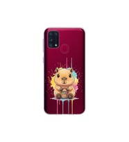 Samsung Galaxy M31 ile Uyumlu Splash Kapibara Tasarımlı Şeffaf Silikon Kılıf