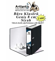 Büro Klasörü Siyah Geniş 2 Adet Plastik Geniş Siyah Klasör Halkalı Paslanmaz Çelik Klipsli 2 Adet