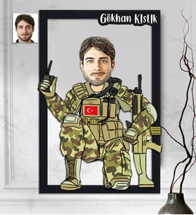 Kişiye Özel 3D  Ahşap Tablo Asker Erkek 30x40 -4