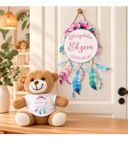 Kişiye Özel Bebek Kapı Süsü (Peluş Ayıcık Hediyeli) – Baby Shower / Hastane Odası