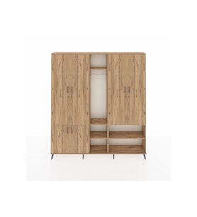 Arges Gardrop 15 Raflı 5 Kapaklı Tek Askılı 220x30x243 Çam-Çam