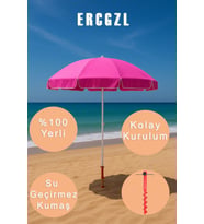Plaj Şemsiyesi ve Şemsiye Sabitleme Kazığı Seti – UV Koruma, Su Geçirmez, 8 Telli