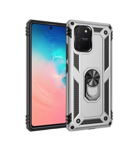 Samsung Galaxy A91 / S10 Lite Kılıf Sofya Yüzüklü Silikon Kapak - Gümüş
