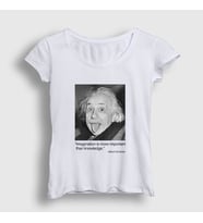 Presmono Kadın Beyaz Imagination Scientist Albert Einstein T-Shirt 335028tt