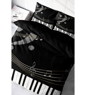 Çift Kişilik Nevresim Takımı Sık Dokuma Pamuk Saten 3d Özel Tasarım Piano