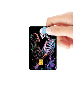 İskeletlerin Aşkı Temalı Parlak Kredi/Banka Kart Kaplama Sticker