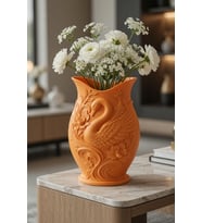 MYCRAFT3D Kuğu Desenli Dekoratif Vazo 15 cm  3D Baskılı Mat Dokulu Şık Masa ve Raf Dekoru