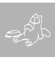 Komik Kedi Araba Sticker siyah 17x12 CM (Beyaz)
