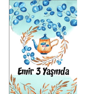 Mavi Pasta Temalı Doğum Günü Afişi 35X50 cm
