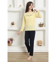 Akbeniz Kız Çocuk Penye Pijama Takım 20422 (Sarı)