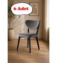 6 Adet Elma Sandalye Modern Kadife Kapitone Sırtlı Mutfak Yemek Odası Balkon Kafe Sandalyesi 85 Cm