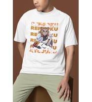Kyojuro Rengoku Baskılı Unisex Oversize Kimetsu No Yaiba Anime Karakter Tişört