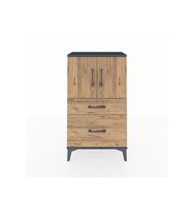 Arges Komodin 2 Raflı 2 Çekmeceli 2 Kapaklı 60x30x106 Antrasit-Çam