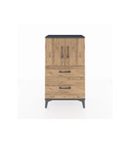 Arges Komodin 2 Raflı 2 Çekmeceli 2 Kapaklı 60x30x106 Antrasit-Çam