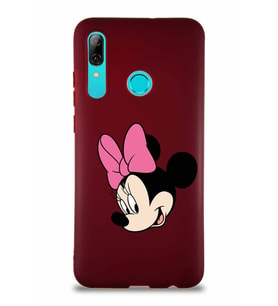 Huawei P Smart 2019 Soft Premier Kapak Minnie Mouse-B Tasarımlı Silikon Kılıf - Mürdüm (Şeffaf)