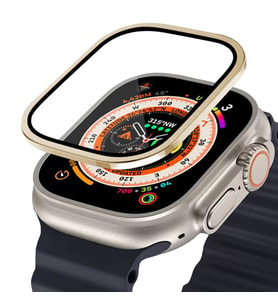 BİNANO APPLE WATCH ULTRA 49MM METAL ÇERÇEVELİ EKRAN KORUYUCU GOLD