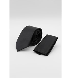 Siyah Düz Saten Kravat 6 cm 1090260200