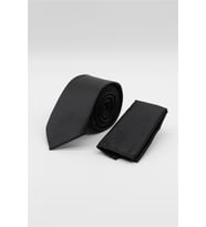 Siyah Düz Saten Kravat 6 cm 1090260200