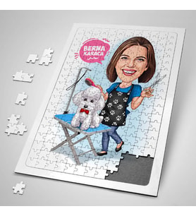 Kişiye Özel Hediye 240 Parça Fino Köpekli Hatun Karikatürlü Puzzle