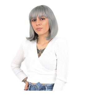 Küt Kahküllü Fiber Sen Peruk / Gri