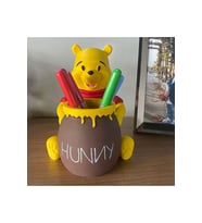 hayatvesanat Sevimli Ayı /Şekerlik Kalemlik & Makyaj Kutusu / Sunumluk Dekoratif Obje / Winnie The Pooh (El Boyaması)