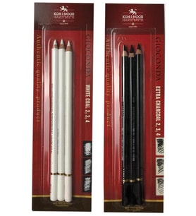 Kohi Noor Gioconda White Coal ve Extra Charcoal Kömür Füzen Kalem 2li Set