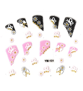 Tırnak Sticker, Tırnak Süsleme, Nail Art (ym-131) - 6X5 cm - Kelebek Papatya