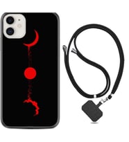 Apple iPhone 11 12 13 Mini Kılıf Boyun Askılı Silikon Red Moon 1710
