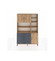 Arges Dolap 9 Raflı 4 Çekmeceli 3 Kapaklı 132x30x195 Çam-Çam/Antrasit