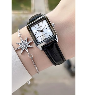Casio CSISTE137 Kadranı Gümüş Kordonu Siyah Renk Kadın Kol Saati