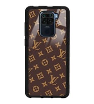 Xiaomi Redmi Note 9 Uyumlu Kahverengi LV Tasarımlı Glossy Telefon Kılıfı