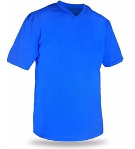 T-shirt V Yaka Kısakol %100 Pamuk Cepli Sax Mavi (Saks)