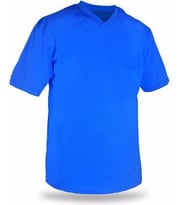 T-shirt V Yaka Kısakol %100 Pamuk Cepli Sax Mavi (Saks)