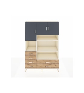 Hyperion Dolap 9 Raflı 6 Çekmeceli 3 Kapaklı 132x44x195 Aytaşı-Antrasit/Çam