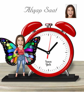 Kişiye Özel Ahşap Saat-Kelebek Kadın-1