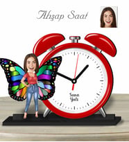 Kişiye Özel Ahşap Saat-Kelebek Kadın-1