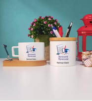 Matematik Öğretmeni Tasarımlı Kişiye Özel Matematik Öğretmeni Ahşap Altlıklı Fincan ve Kalemlik Hediye Seti