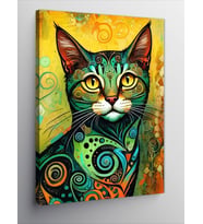 Kanvas Tablo Renkli Spiral Kedi