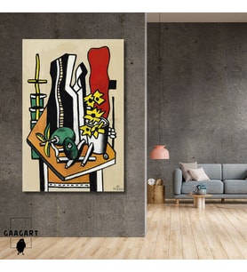 Tekli Dikey Kanvas Tablo Ünlü Eserler Fernand Leger Fruits Fleurs Jaunes