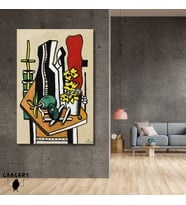 Tekli Dikey Kanvas Tablo Ünlü Eserler Fernand Leger Fruits Fleurs Jaunes